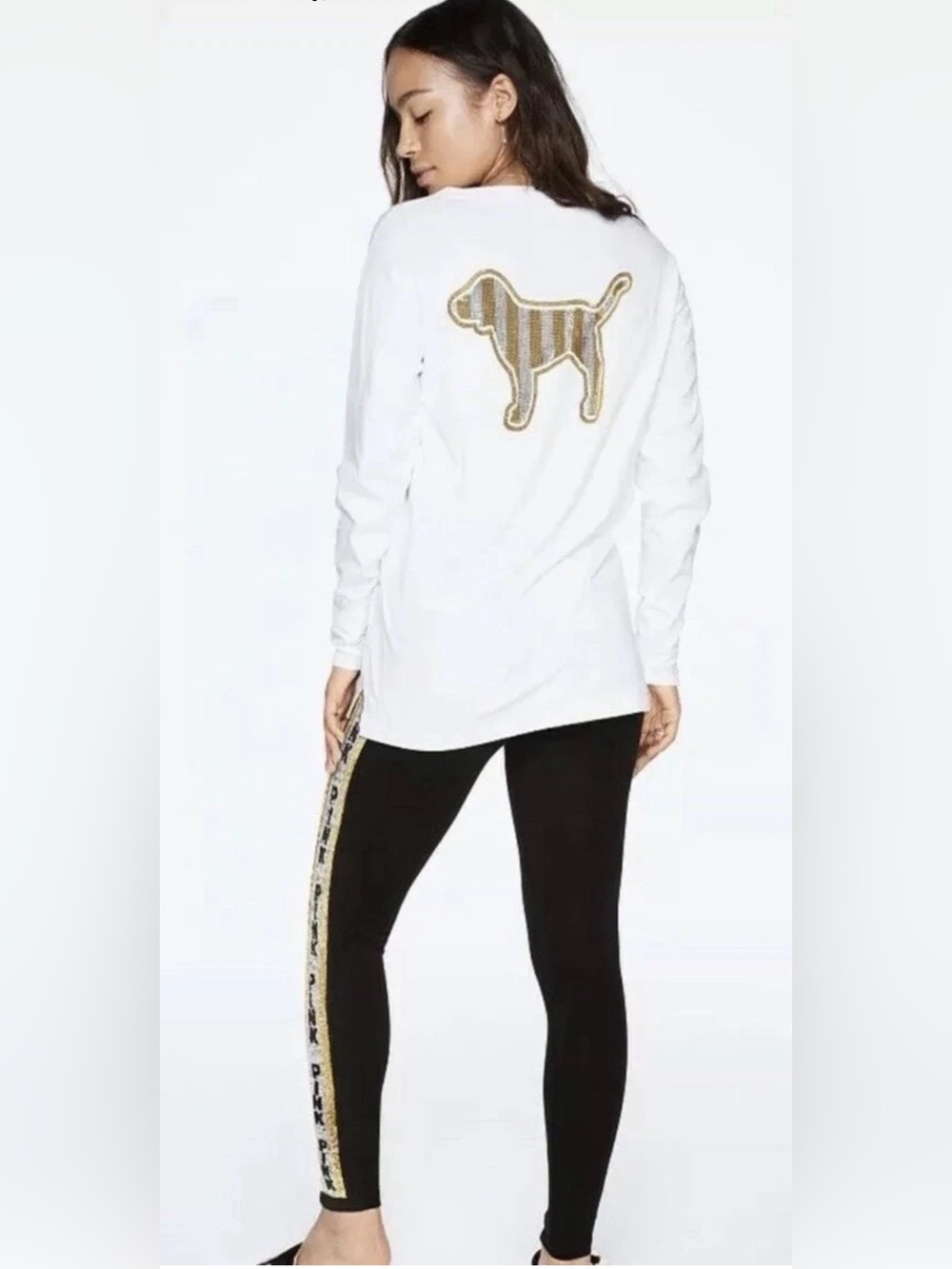 Victoria's Secret PINK Campus Bling Long Sleeve Tee Shirt ~ Size: Medium